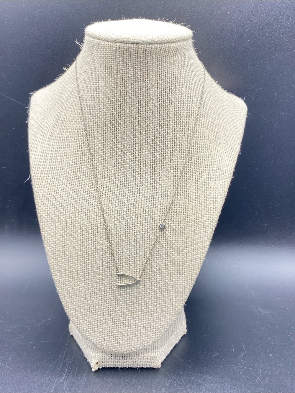 TAI JEWELRY Delicate Silver Wishbone Necklace with Single CZ Accent Stone